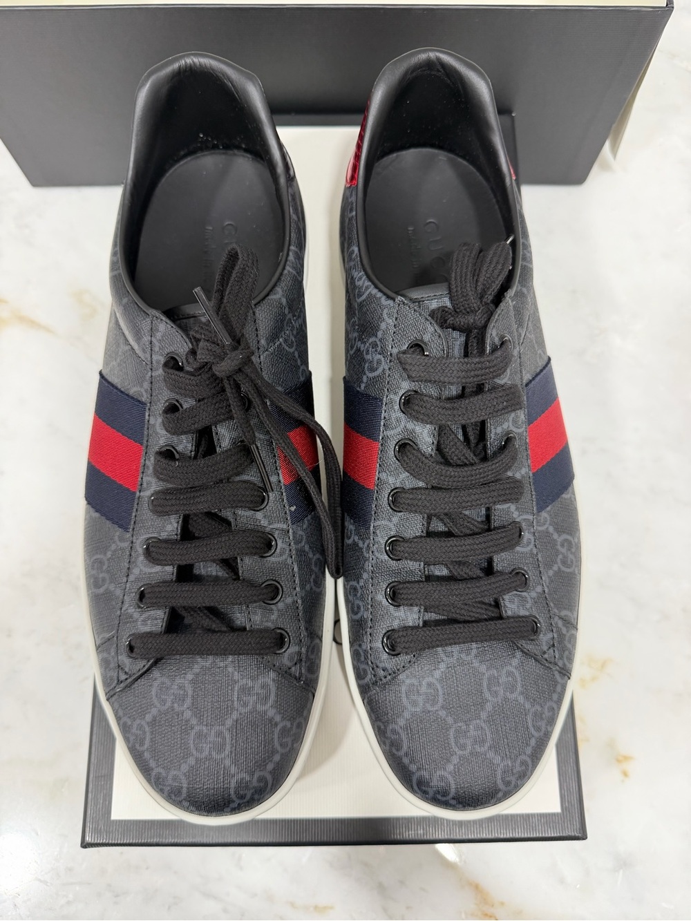 Gucci GG Supreme Web Stripe Low-Top Sneakers Black – Gucci Size 10